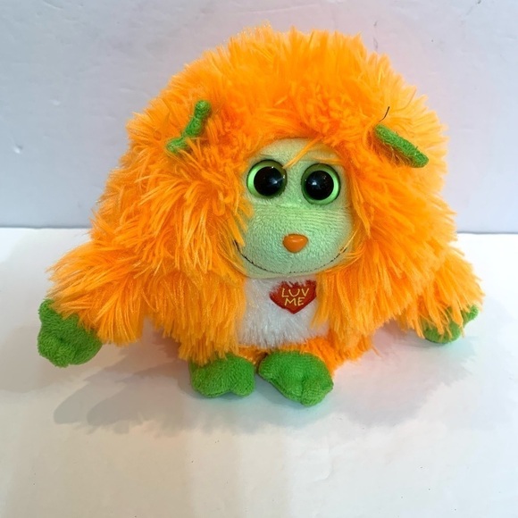 TY Monstaz Collection Chester Luv Me Orange Fluffy Round Plush 8" -Works - Picture 1 of 4